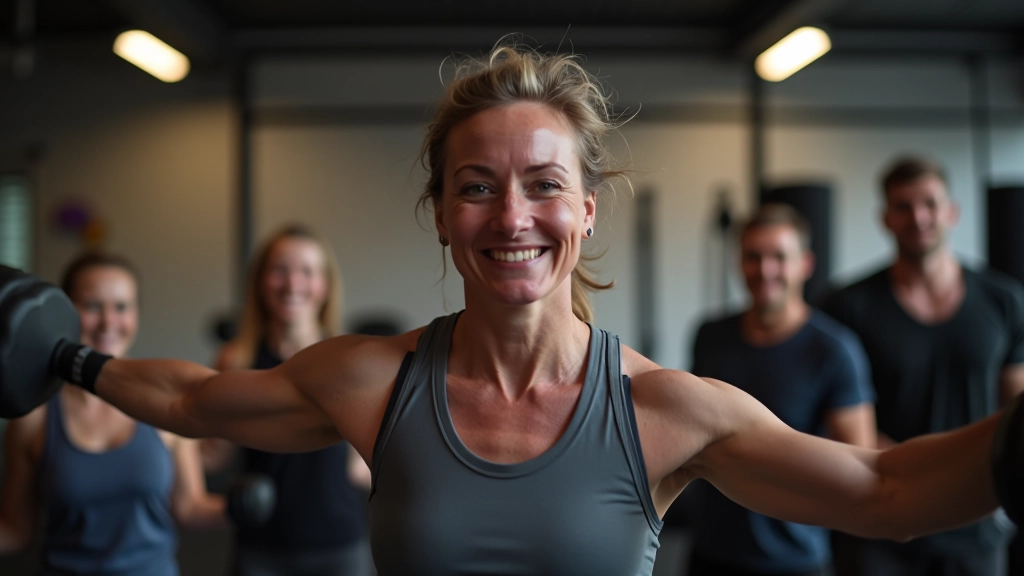 40-60 yaş grubundan insanlar grup antrenmanı yapıyor