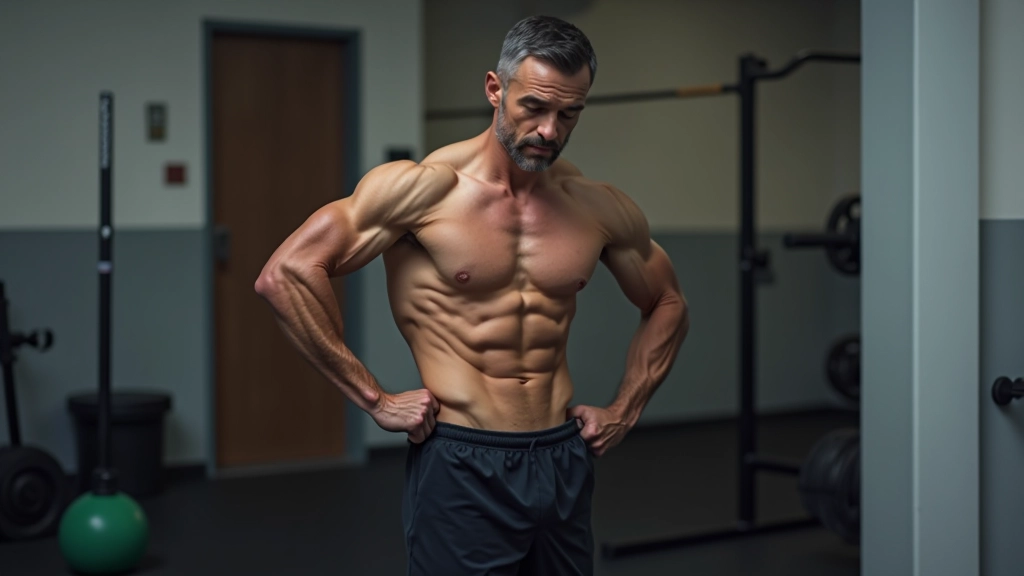 Bir erkek, crossfit salonunda barbell'in yanında hamstring germe hareketi yaparak, doğru form gösteriyor